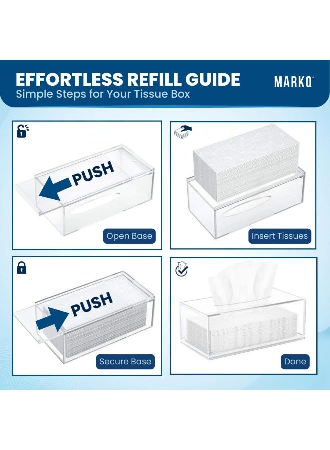 Meetion Acrylic Tissue Holder Box - Clear Rectangular Napkin Holder, Facial Tissue Dispenser, Tissue Box Holder for Home, Kitchen and Office Room, Pack of 2 - Image 2